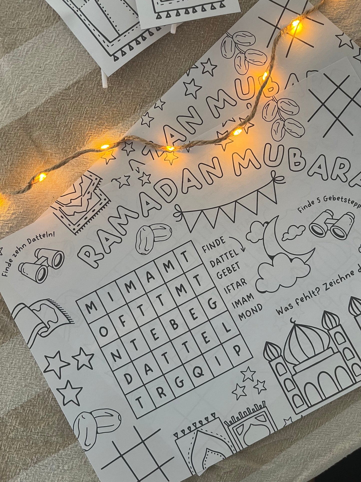Ramadan Mubarak Platzset zum Ausdrucken
