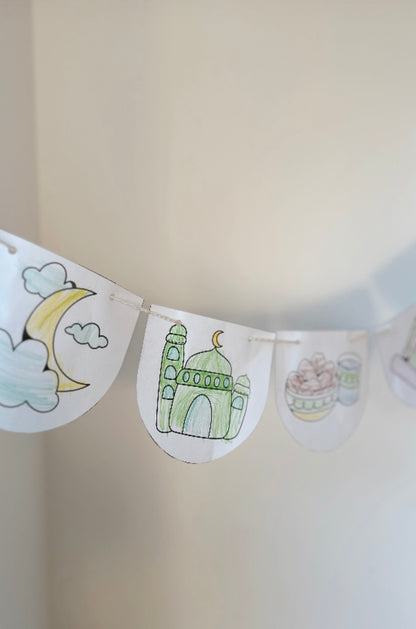 Ramadan Girlande zum Ausmalen